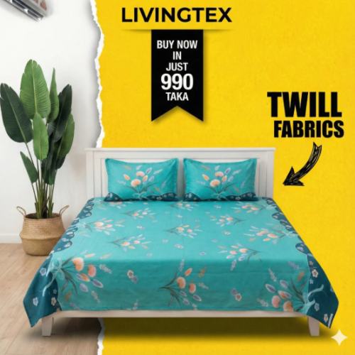 Sale Luxury Twill Cotton Bedsheet – King Size – with Pillow Cover