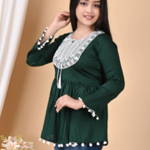 Premium Rayon Embroidered Peplum Tops for Women