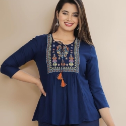 Premium Rayon Embroidered Peplum Tops for Women